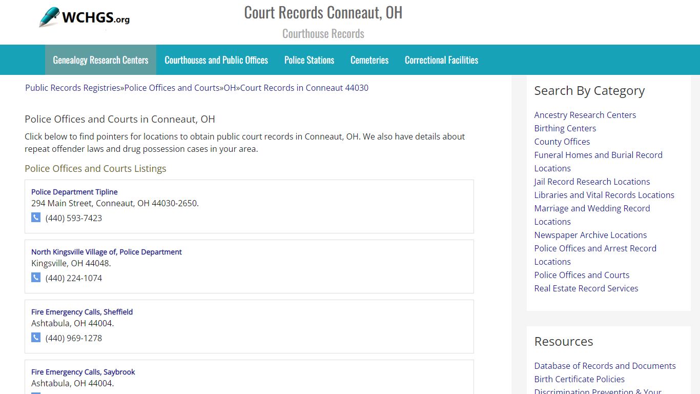 Court Records Conneaut, OH - Courthouse Records - WCHGS.org